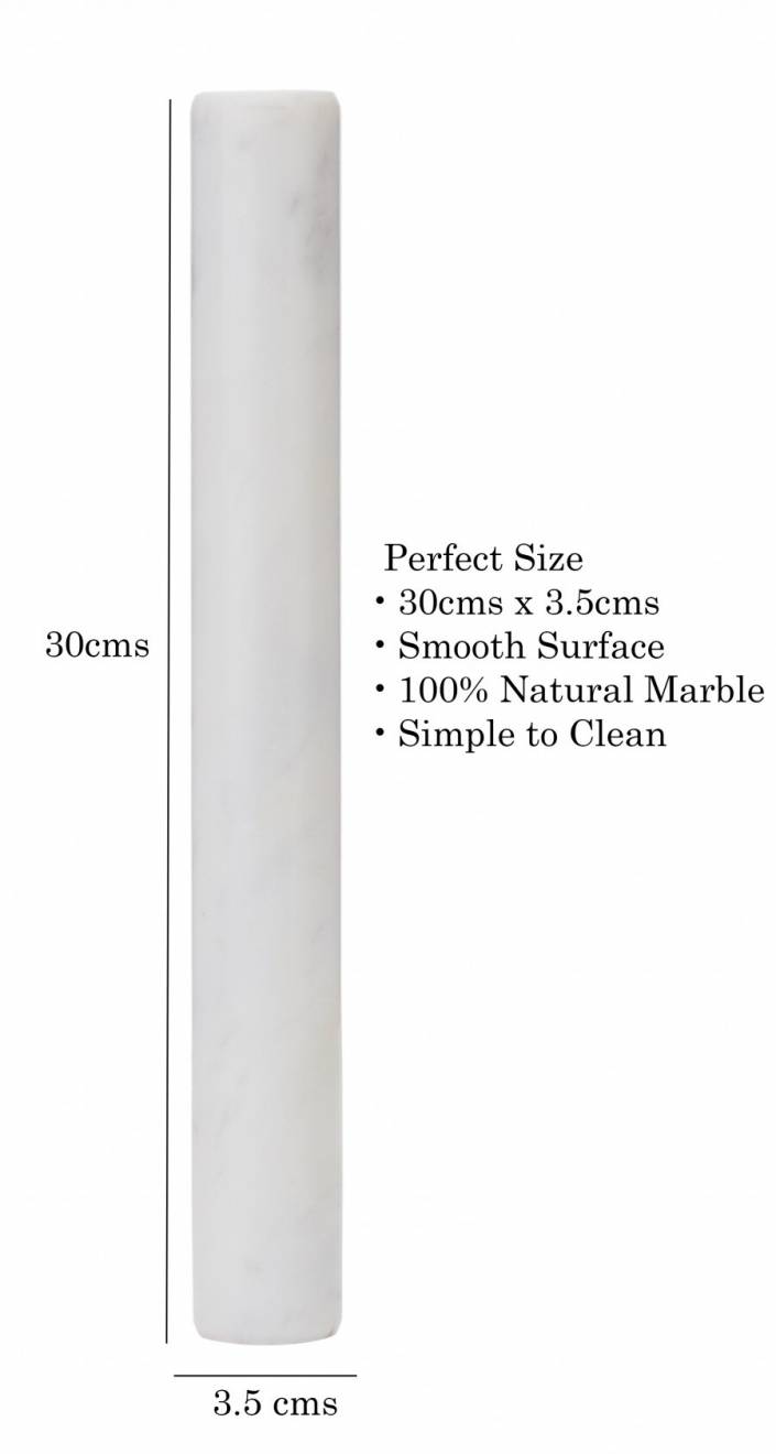 EHC White Marble Professional Solid Rolling Pin For Baking & Dough