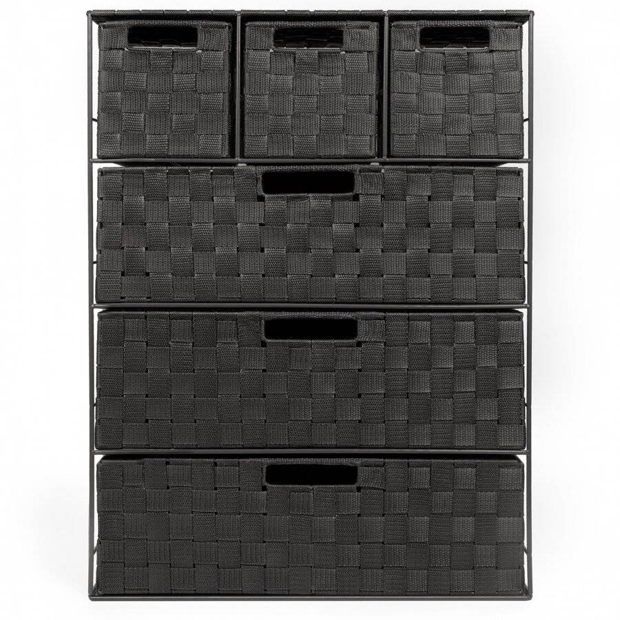 EHC Woven 3+3 Chest of Drawer storage Organizer Unit - Black