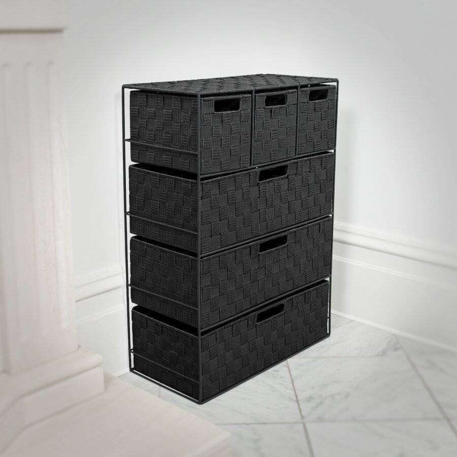 EHC Woven 3+3 Chest of Drawer storage Organizer Unit - Black