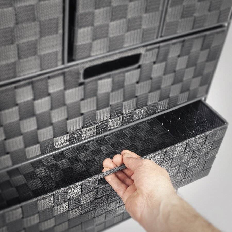 EHC Woven 3+3 Chest of Drawer storage Organizer Unit - Grey