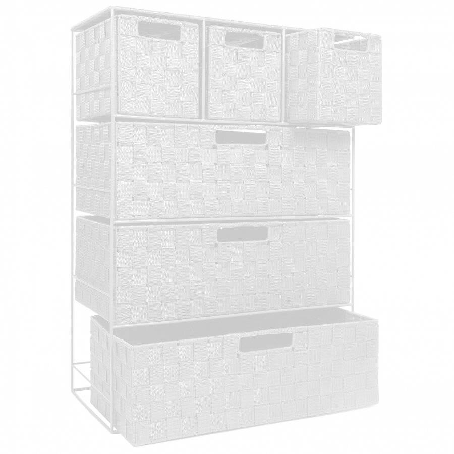 EHC Woven 3+3 Chest of Drawer storage Organizer Unit - White