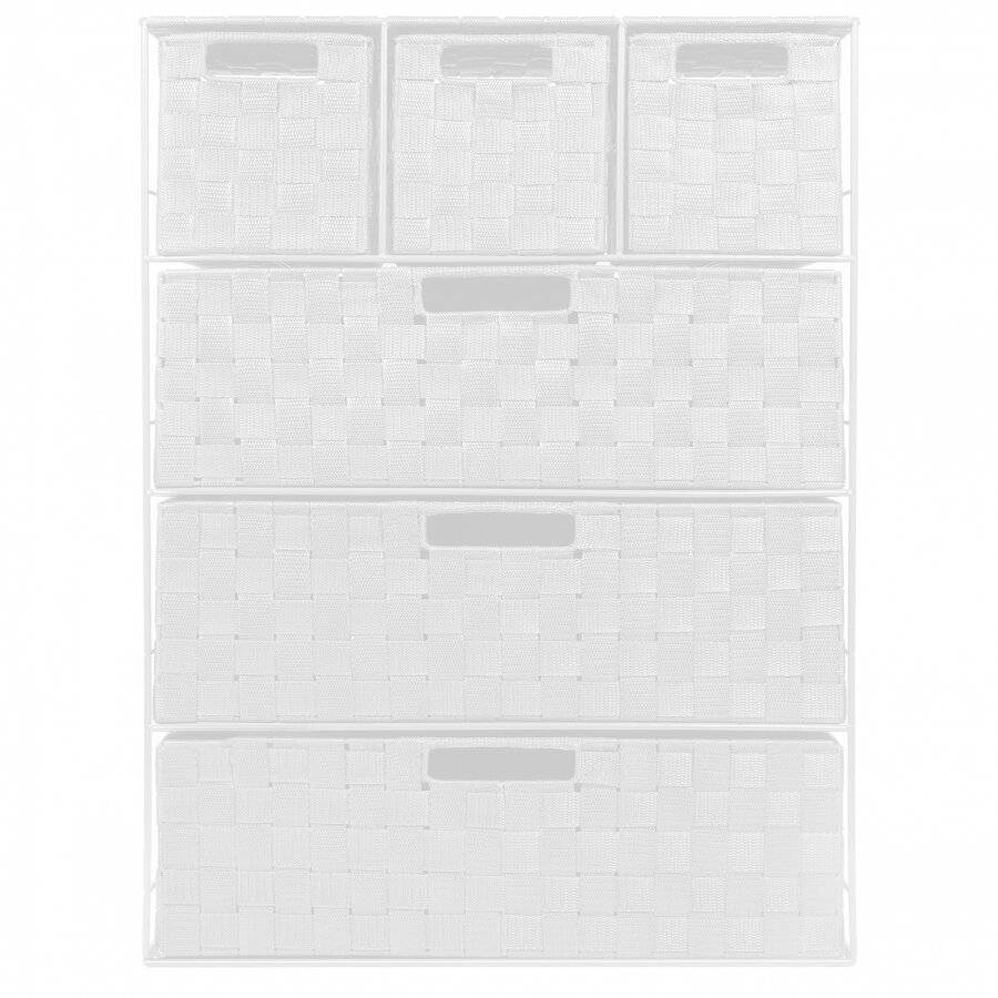 EHC Woven 3+3 Chest of Drawer storage Organizer Unit - White