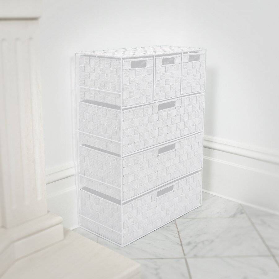 EHC Woven 3+3 Chest of Drawer storage Organizer Unit - White