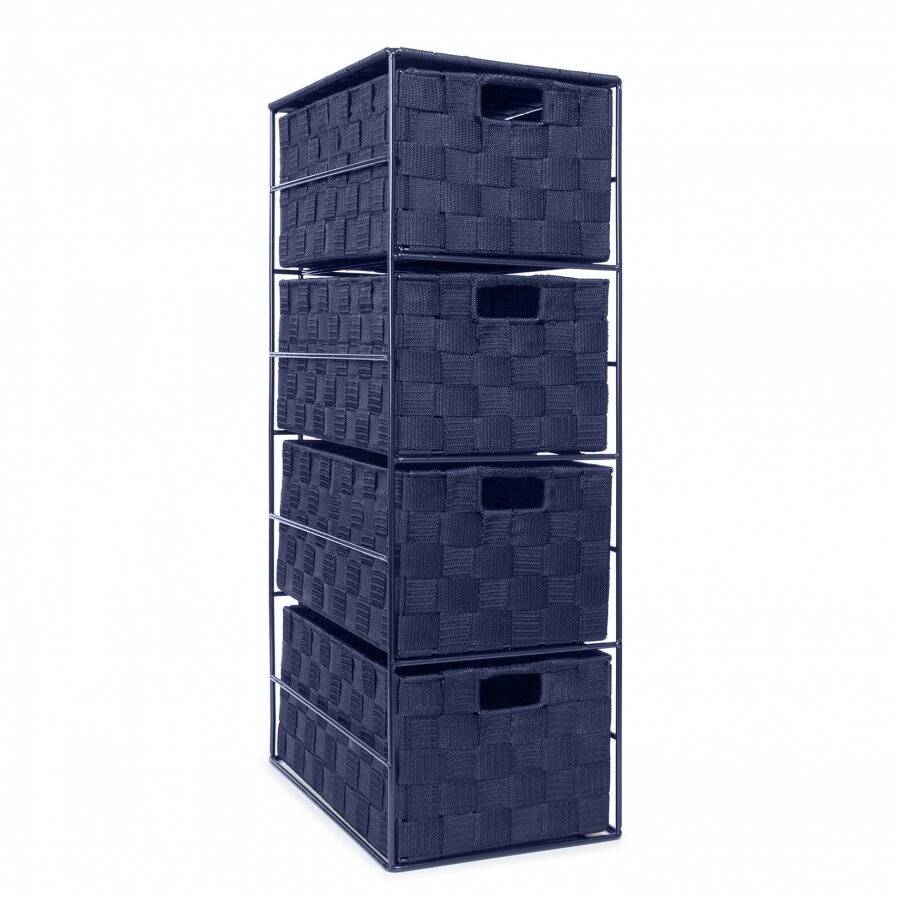 EHC 4 Drawer Storage Unit Cabinet For Bathroom, Bedroom - Navy Blue