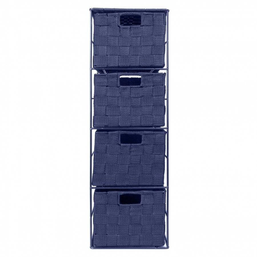 EHC 4 Drawer Storage Unit Cabinet For Bathroom, Bedroom - Navy Blue