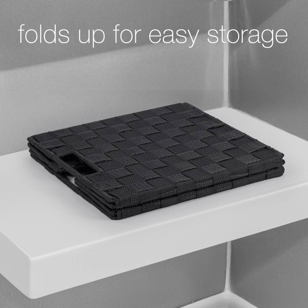 EHC Woven Collapsible Basket, Storage Cubes, Set of 2 Boxes - Black