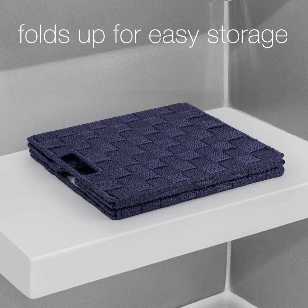 EHC Woven Collapsible Basket, Storage Cubes, Set of 2 Boxes - Blue