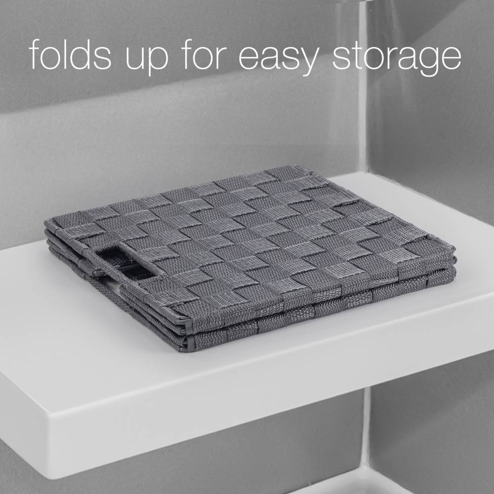 EHC Woven Collapsible Basket, Storage Cubes, Set of 2 Boxes - Grey