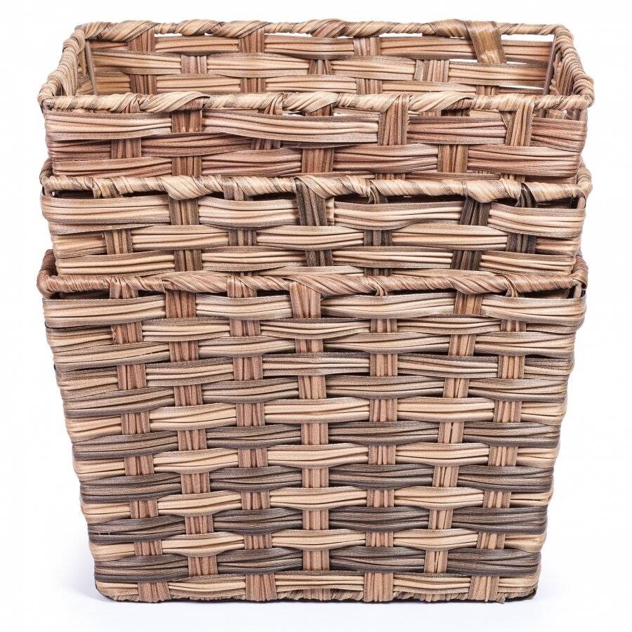 EHC Woven Storage Hamper Basket With Insert Handle, Brown