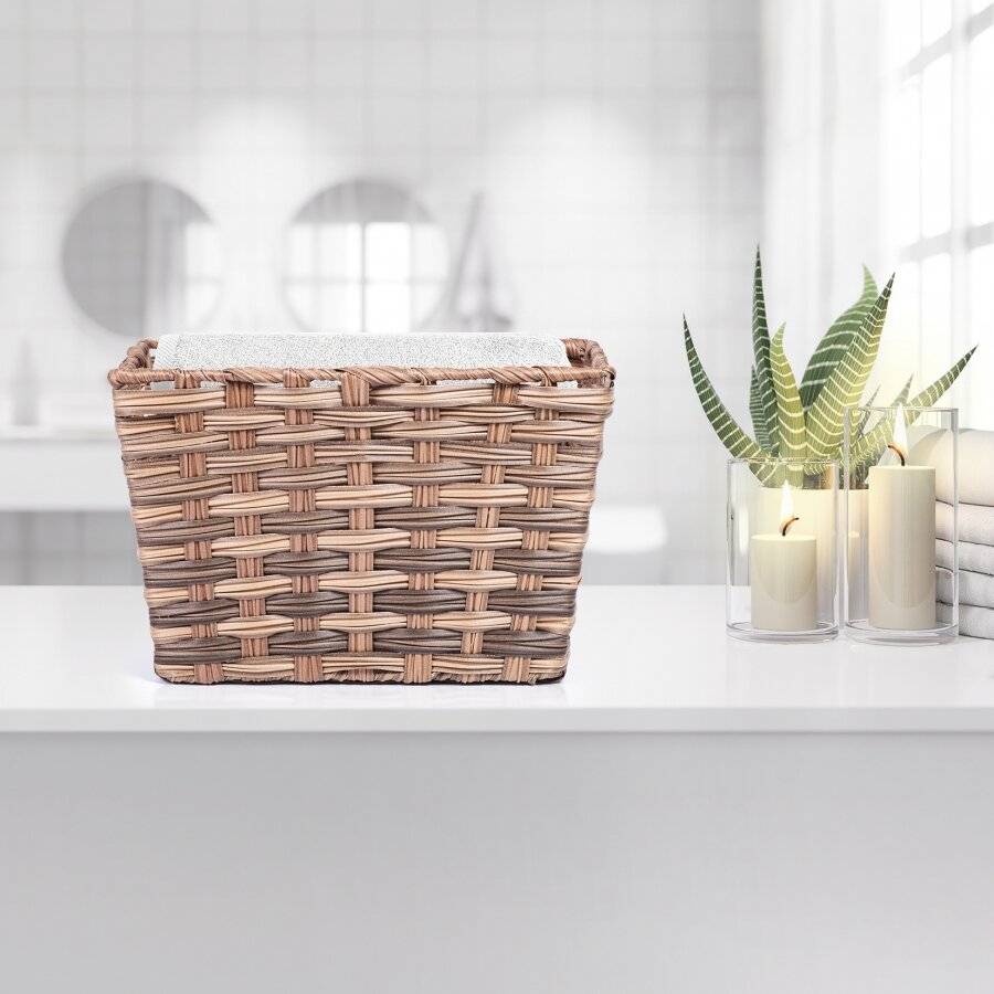 EHC Woven Storage Hamper Basket With Insert Handle, Brown