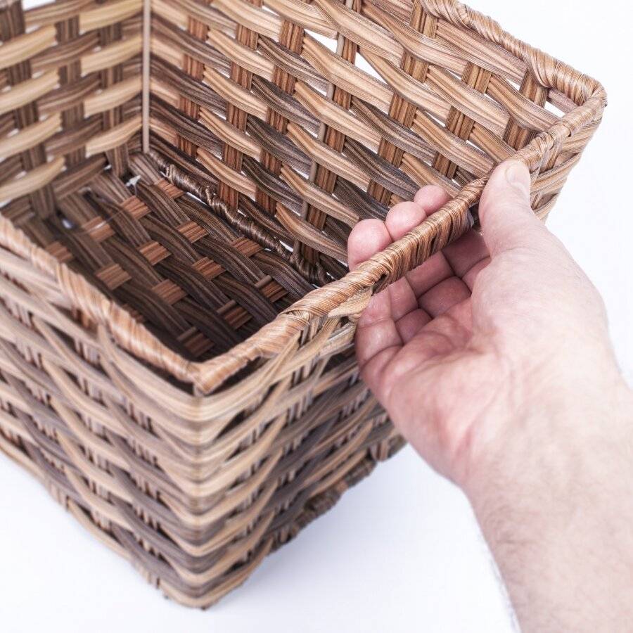 EHC Woven Storage Hamper Basket With Insert Handle, Brown