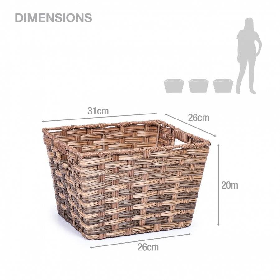 EHC Woven Storage Hamper Basket With Insert Handle, Brown