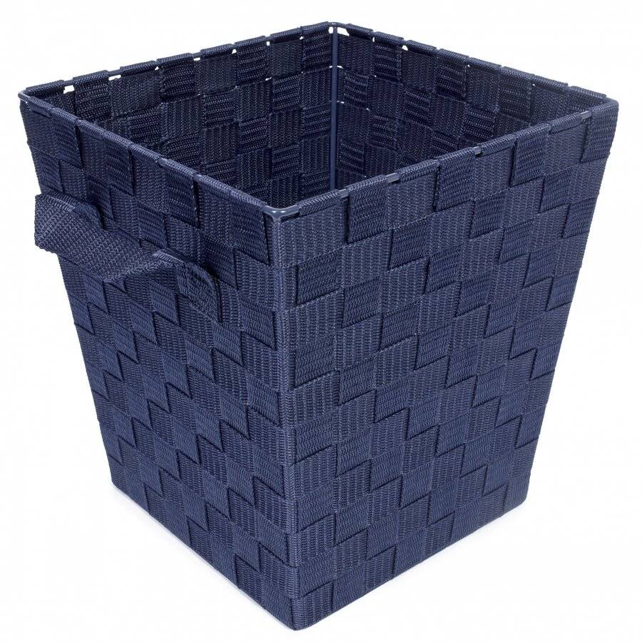EHC Woven Waste Paper Bin Basket With Hollow Handle - Blue