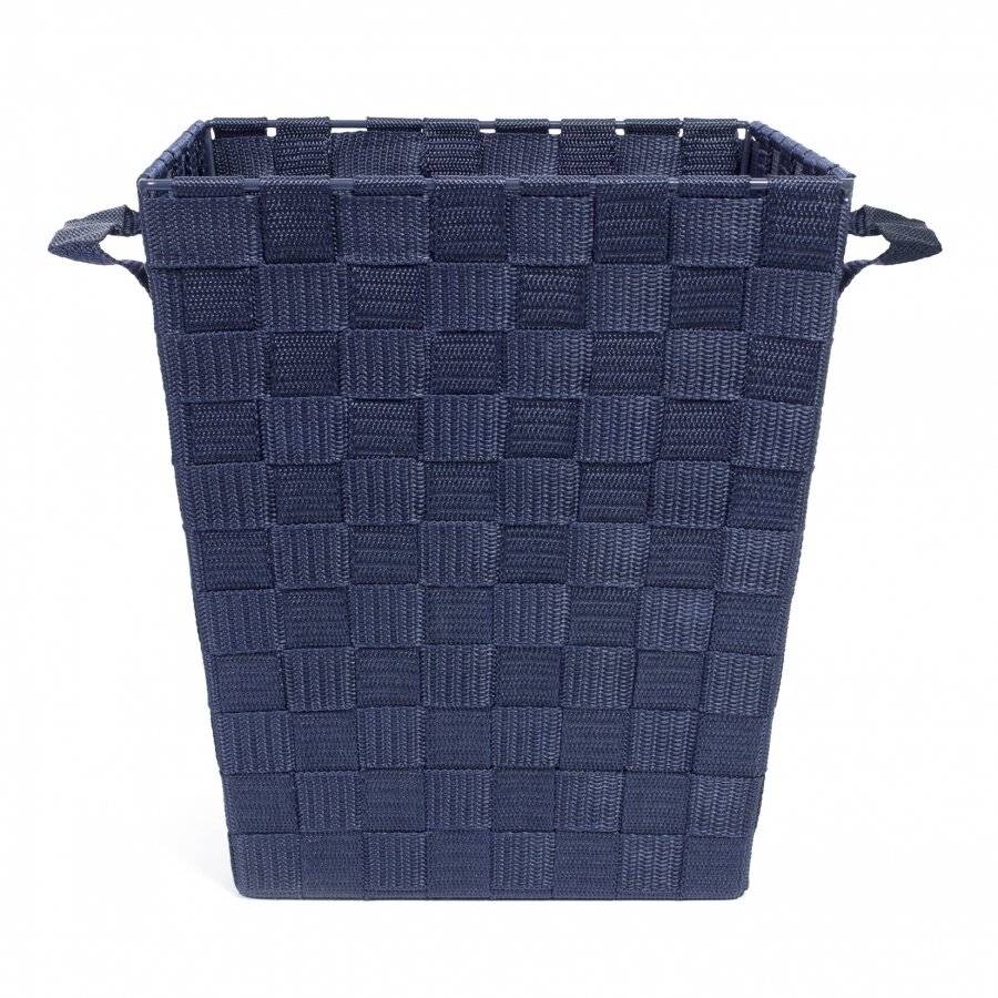 EHC Woven Waste Paper Bin Basket With Hollow Handle - Blue