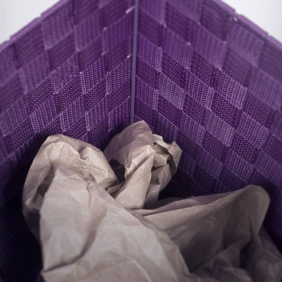 EHC Woven Waste Paper Bin Basket With Hollow Handle - Purple
