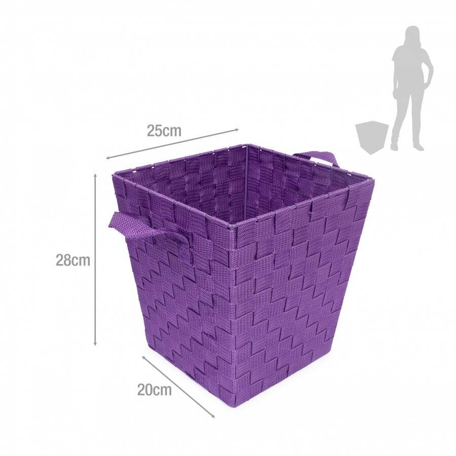 EHC Woven Waste Paper Bin Basket With Hollow Handle - Purple