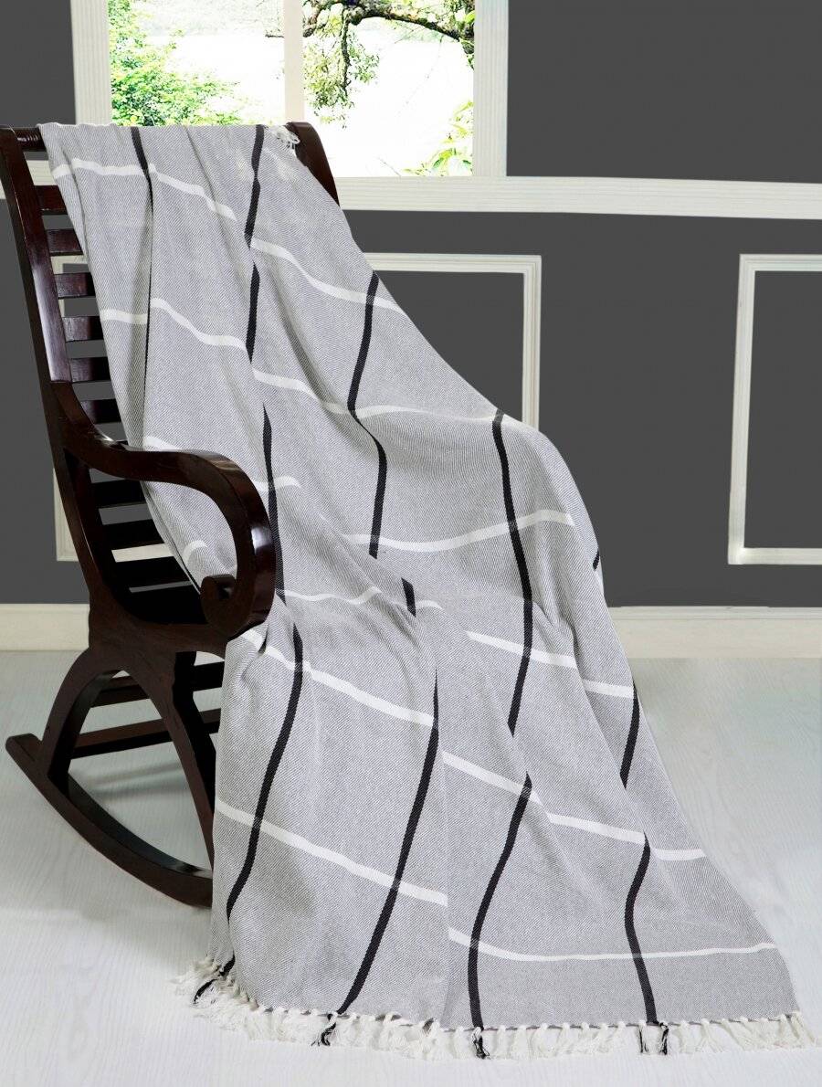 EHC Cotton Throw For Sofa, Settee or Armchair - Grey (127 cm x 152 cm)