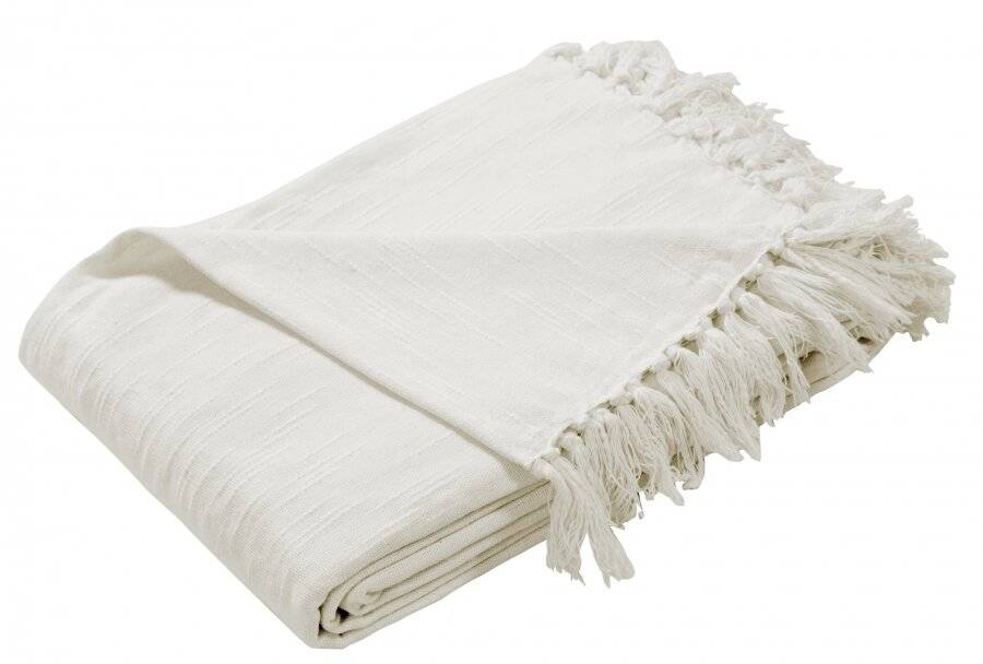 Elegant Slub Cotton Throws For Sofa, Settees or King Size Bed - Ivory