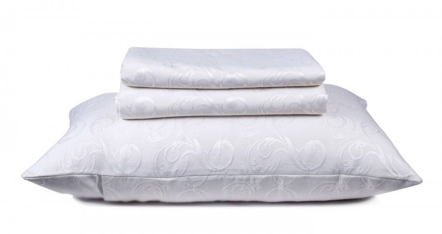 European Style Woven Matelasse Bedspread, 2 Pillow Shams - Bliss White