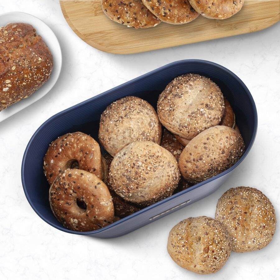 Extra Large Bread Bin With Lid, Navy Blue, 8 L, 34 x 19.5 x 20.5 cm