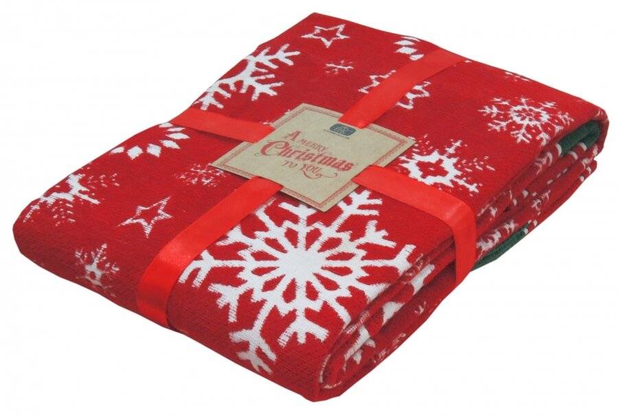 Merry Xmas scroll and Xmas Tree Pattern Sofa Bed Throw - 127 x 152 cm