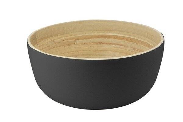 Food-Safe Decorative Premium 25 cm Bamboo Salad Bowl - Black