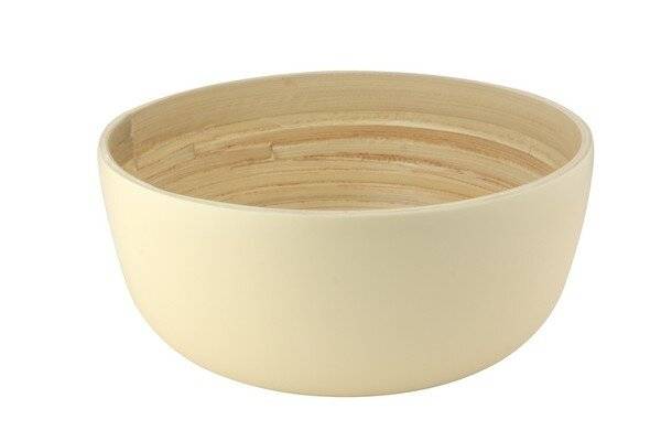 Food-Safe Decorative Premium 25 cm Bamboo Salad Bowl - Cream