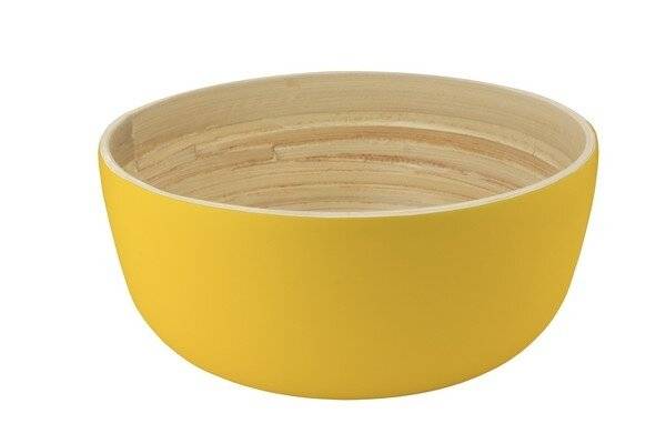 Food-Safe Decorative Premium 25 cm Bamboo Salad Bowl - Custard