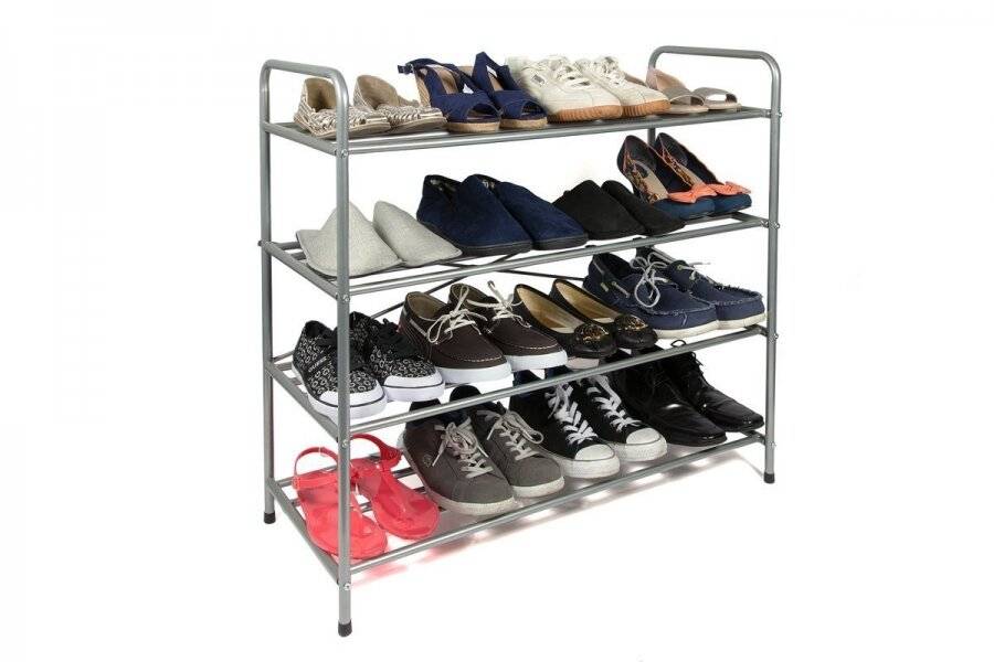 Woodluv 4 Tier Metal Shoe Storage Free Standing Unit For Home