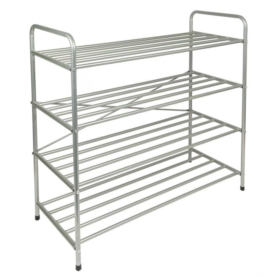 Woodluv 4 Tier Metal Shoe Storage Free Standing Unit For Home