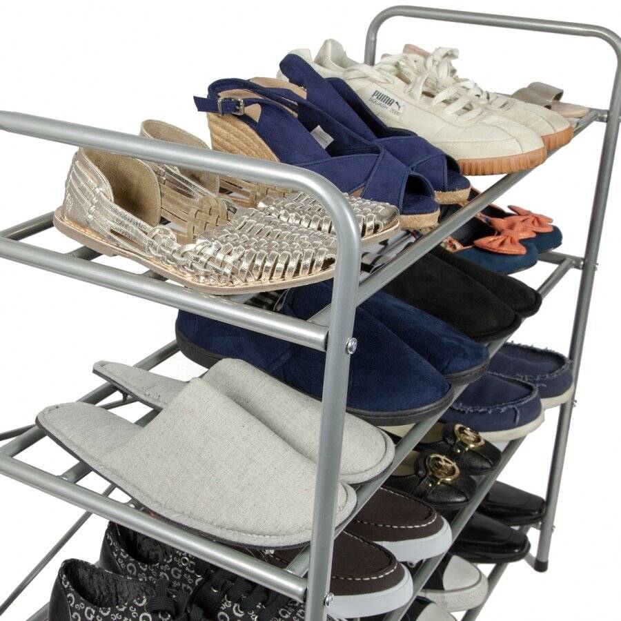 Woodluv 4 Tier Metal Shoe Storage Free Standing Unit For Home