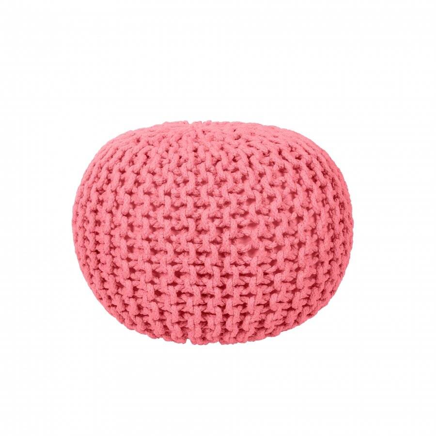 EHC Hand Knitted Chunky Double Braided Cotton Pouffe - Blush Pink