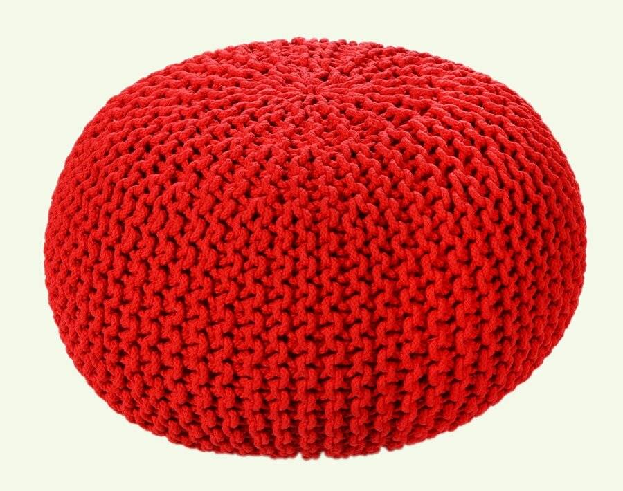 Hand Knitted Chunky Double Braided Cotton Pouffe - Tango