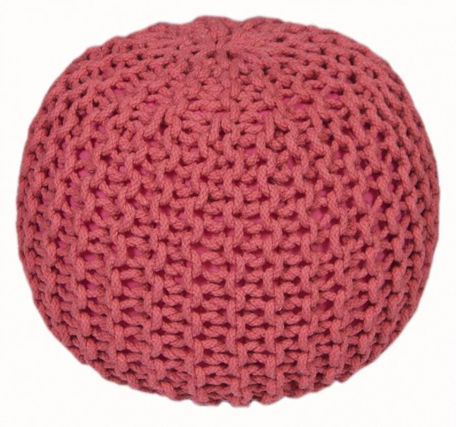 EHC Hand Knitted Double Braided Cotton Pouffe - Blush Pink