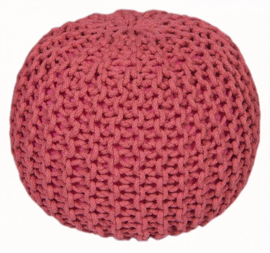 EHC Hand Knitted Double Braided Cotton Pouffe - Blush Pink