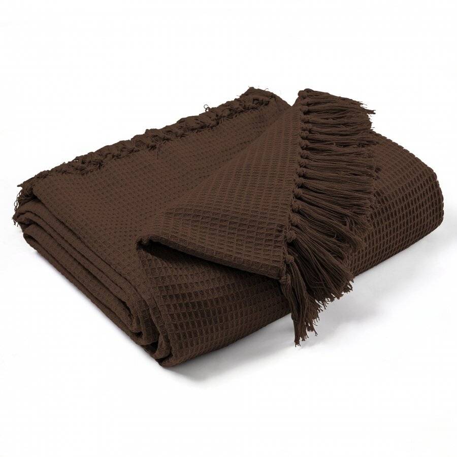 Handwoven Waffle Design Cotton Extra Large Sofa Throw - Chocolate