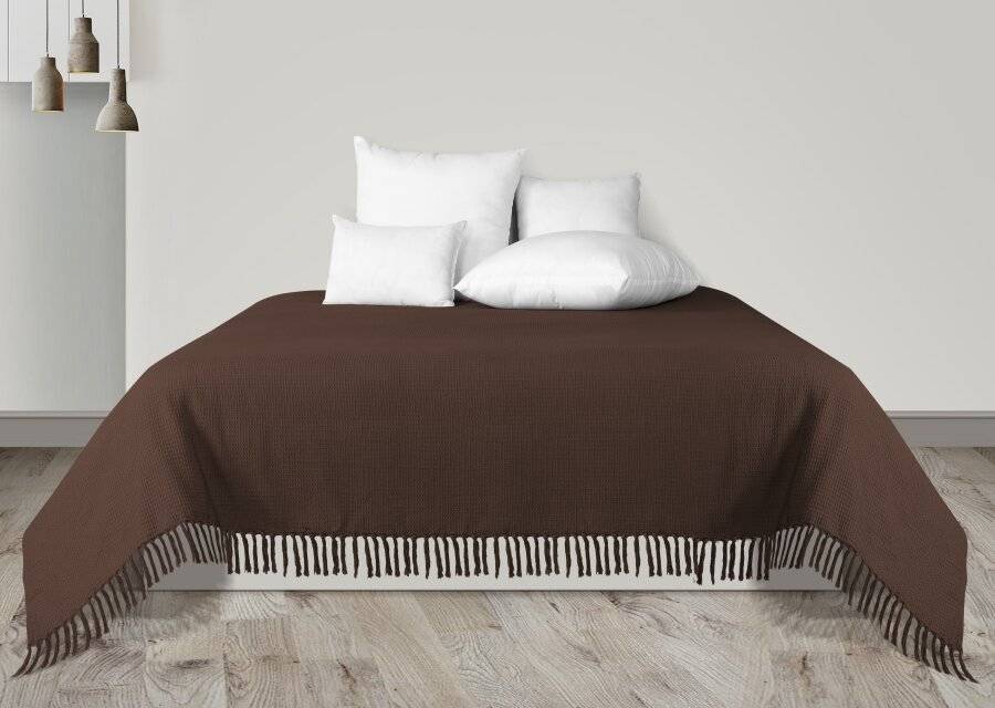 Waffle Design Handwoven Cotton King Size Bed or Sofa Throw - Chocolate