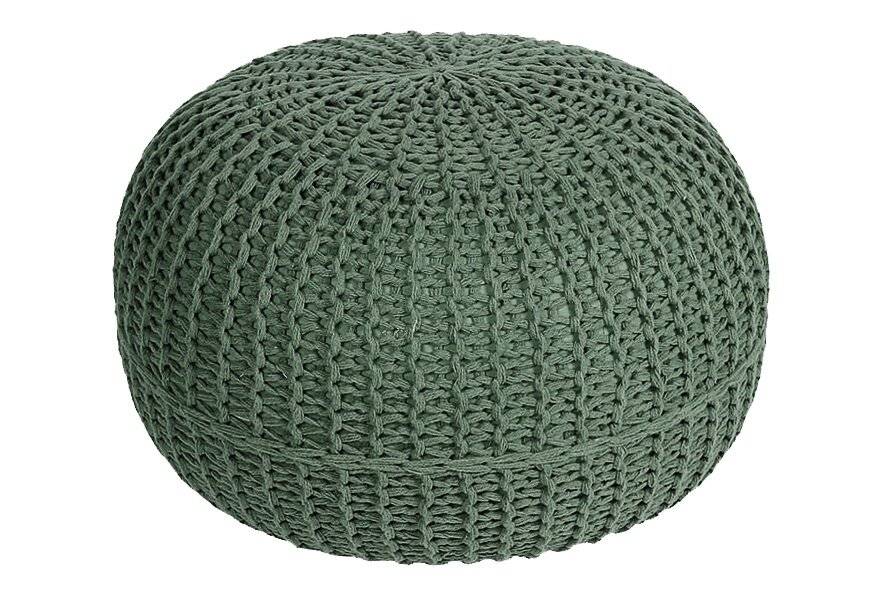 Hand Knitted Double Braided  Cotton Round Pouffe - Smoke