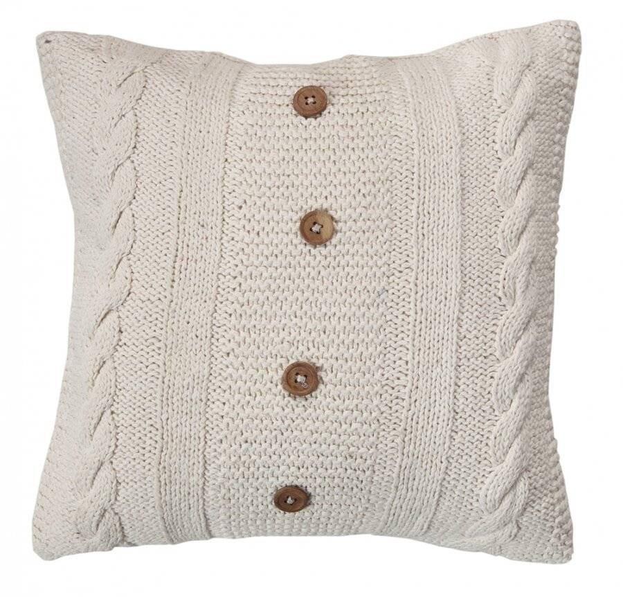 Hand Made Cable Knit Cotton Cushion Cover With Insert - Cream