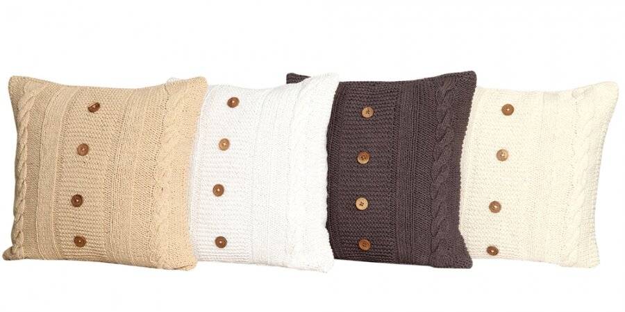 Hand Made Cable Knit Cotton Cushion Cover With Insert - Linen