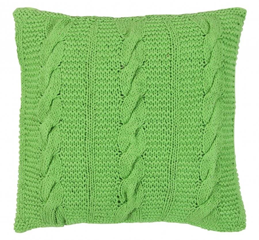 Hand Made Chunky Cable Knit Cotton Cushion Cover - 40 x 40 cm, Green