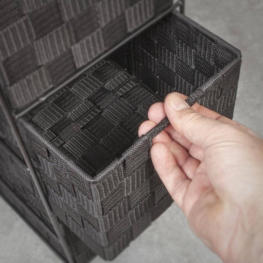 Handwoven Polypropylene  4 Drawer Storage Cabinet - Black