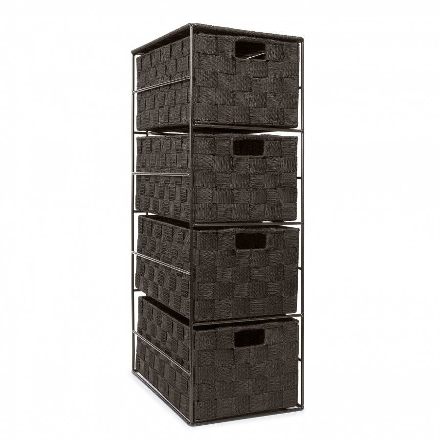 Handwoven Polypropylene 4 Drawer Storage Cabinet - Dark Brown