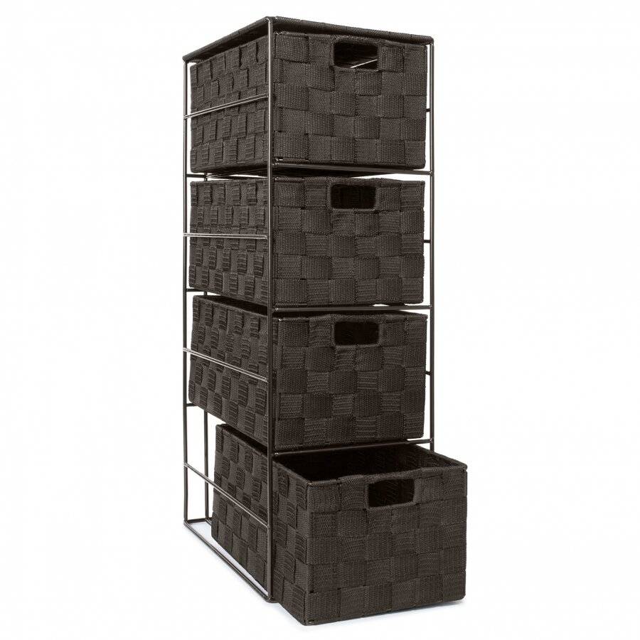 Handwoven Polypropylene 4 Drawer Storage Cabinet - Dark Brown