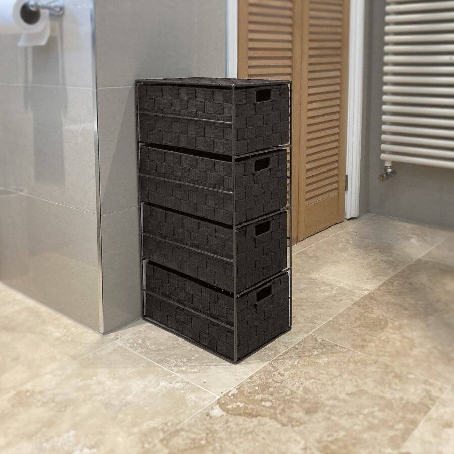 Handwoven Polypropylene 4 Drawer Storage Cabinet - Dark Brown