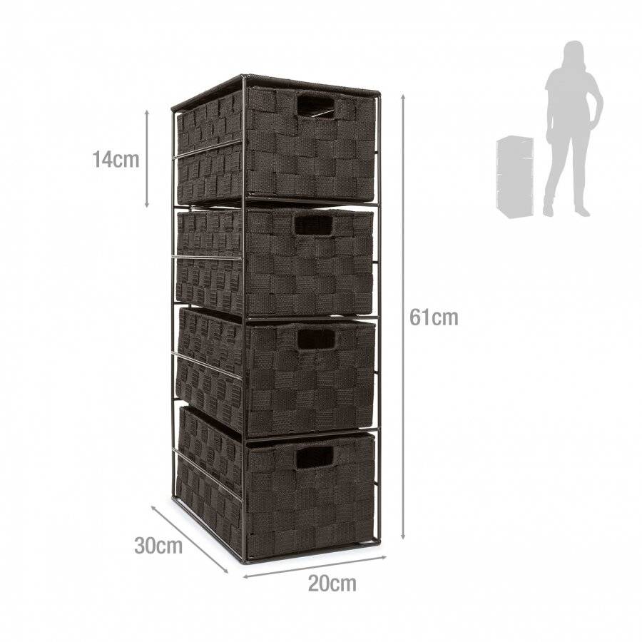 Handwoven Polypropylene 4 Drawer Storage Cabinet - Dark Brown