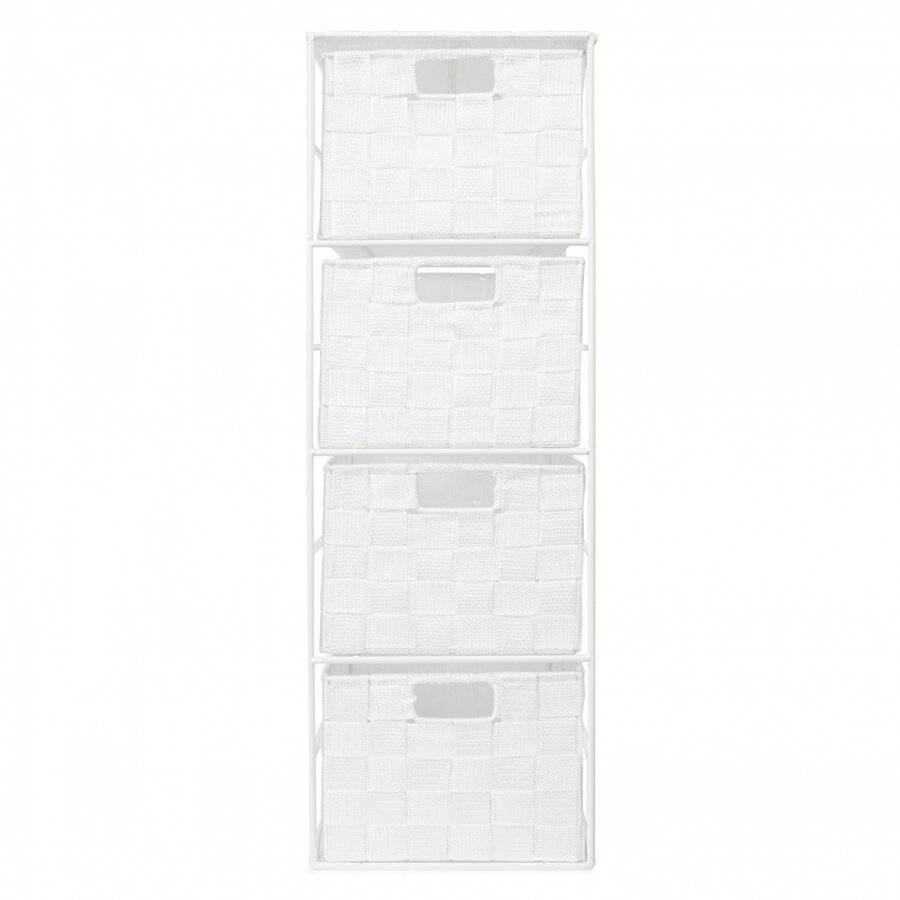 Handwoven Polypropylene  4 Drawer Storage Cabinet - White
