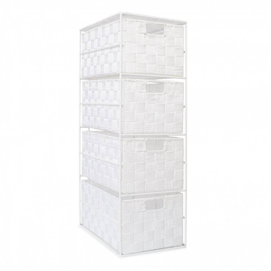 Handwoven Polypropylene  4 Drawer Storage Cabinet - White