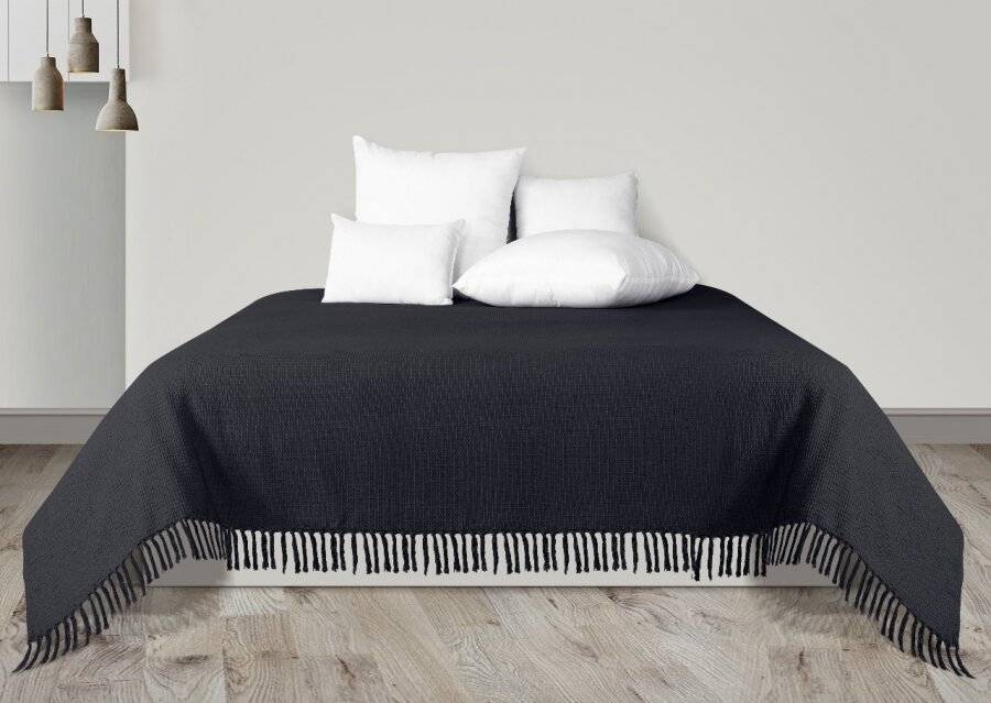 Handwoven Waffle Design Pure Cotton Extra Large Sofa Throw, Dark Grey
