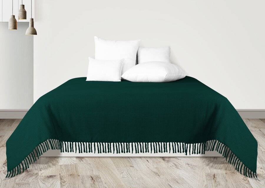 Handwoven Waffle Design Pure Cotton Large Sofa Throw - Dark Green